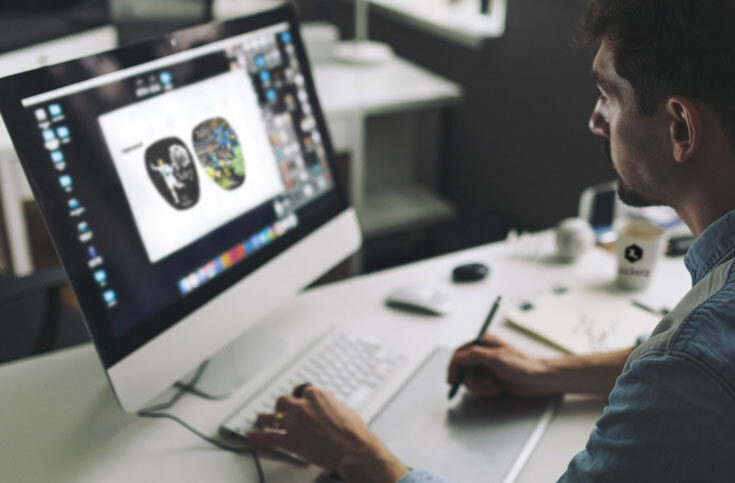 Football specialist making personalized Kickson shin pads.