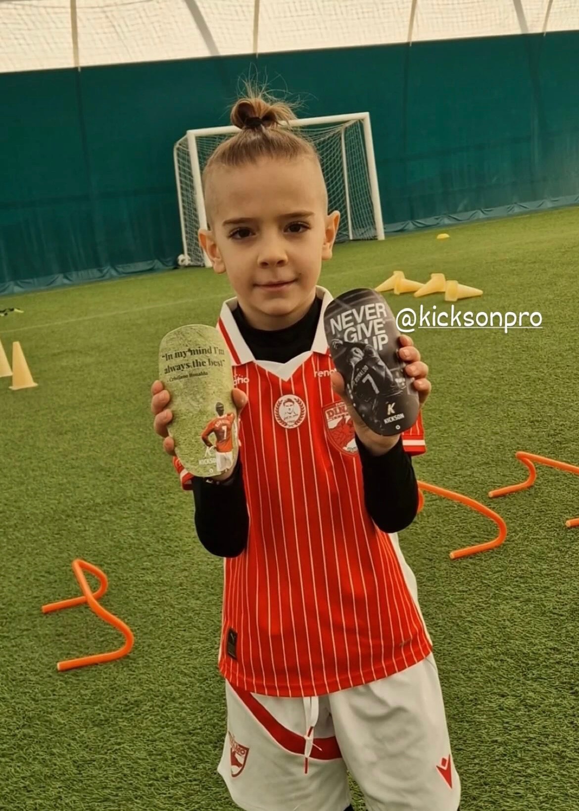 future professional player youth soccer with Kickson shin pads