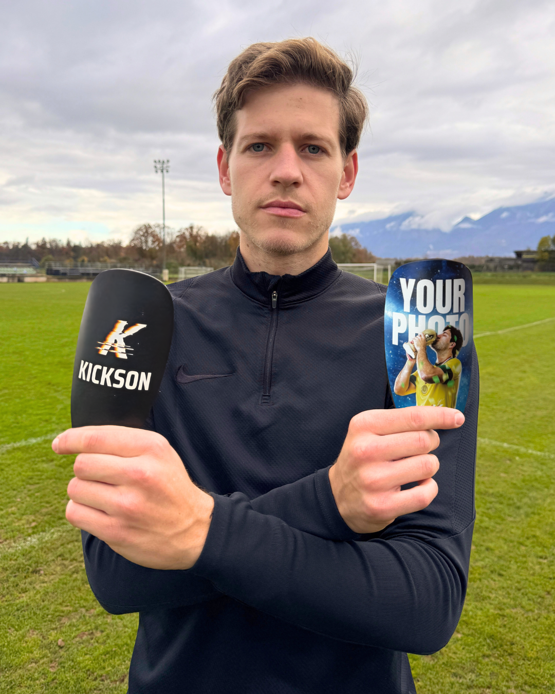 co-owner of Kickson with shin pads
