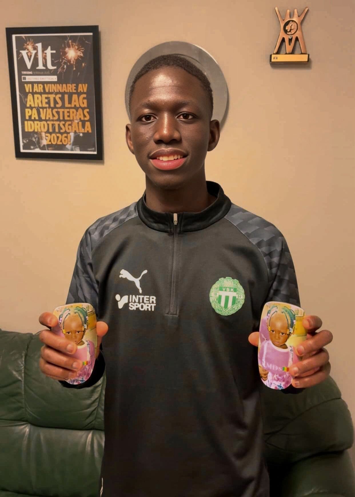 Professional football player Mamadou Diagne with Kickson shin guards